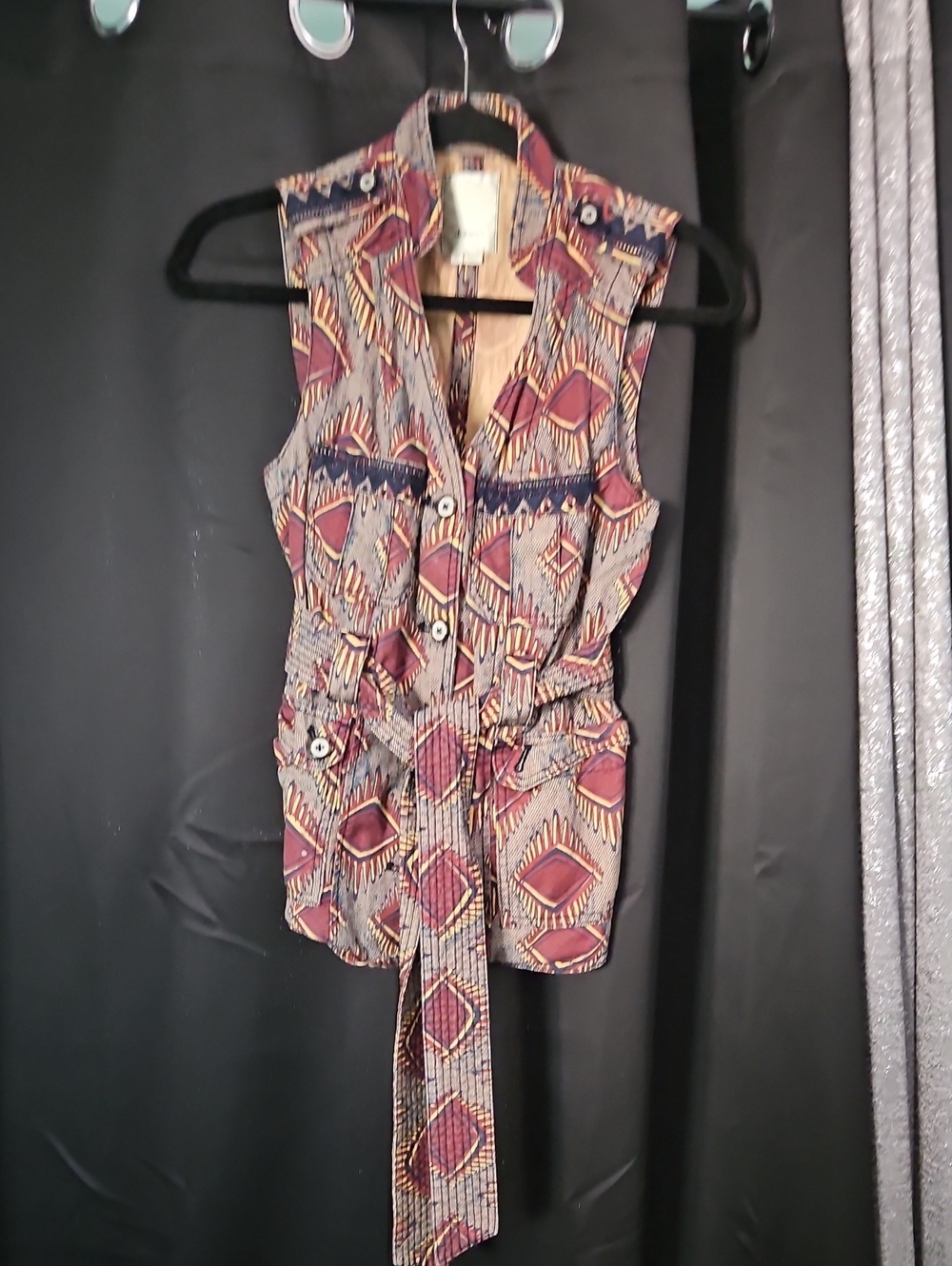 Anthropologie Elevenses Sleeveless Geo Safari Vest Top XS